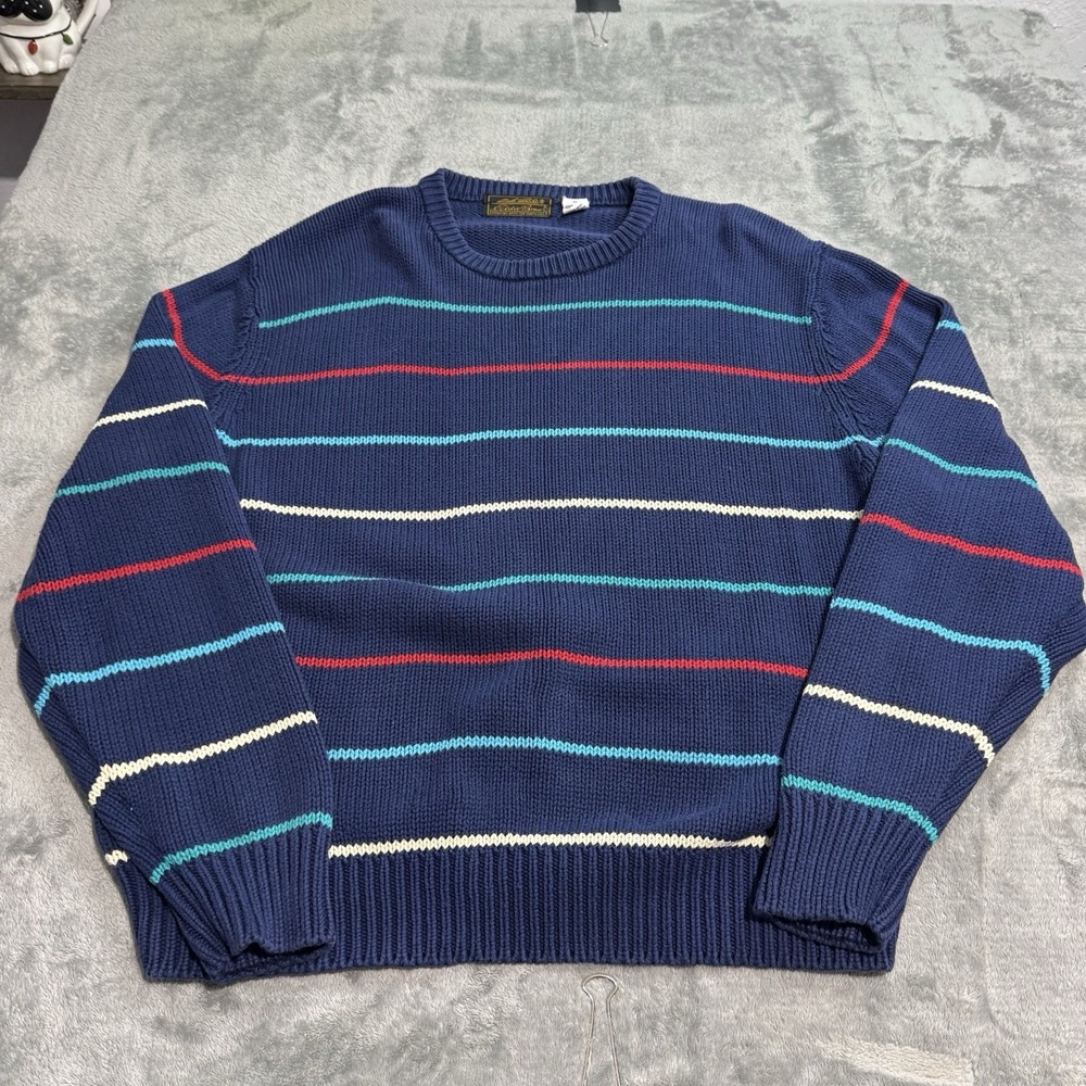 Vintage Eddie Bauer Men's Striped‎ Heavyweight Knit Sweater Size XL Fisherman